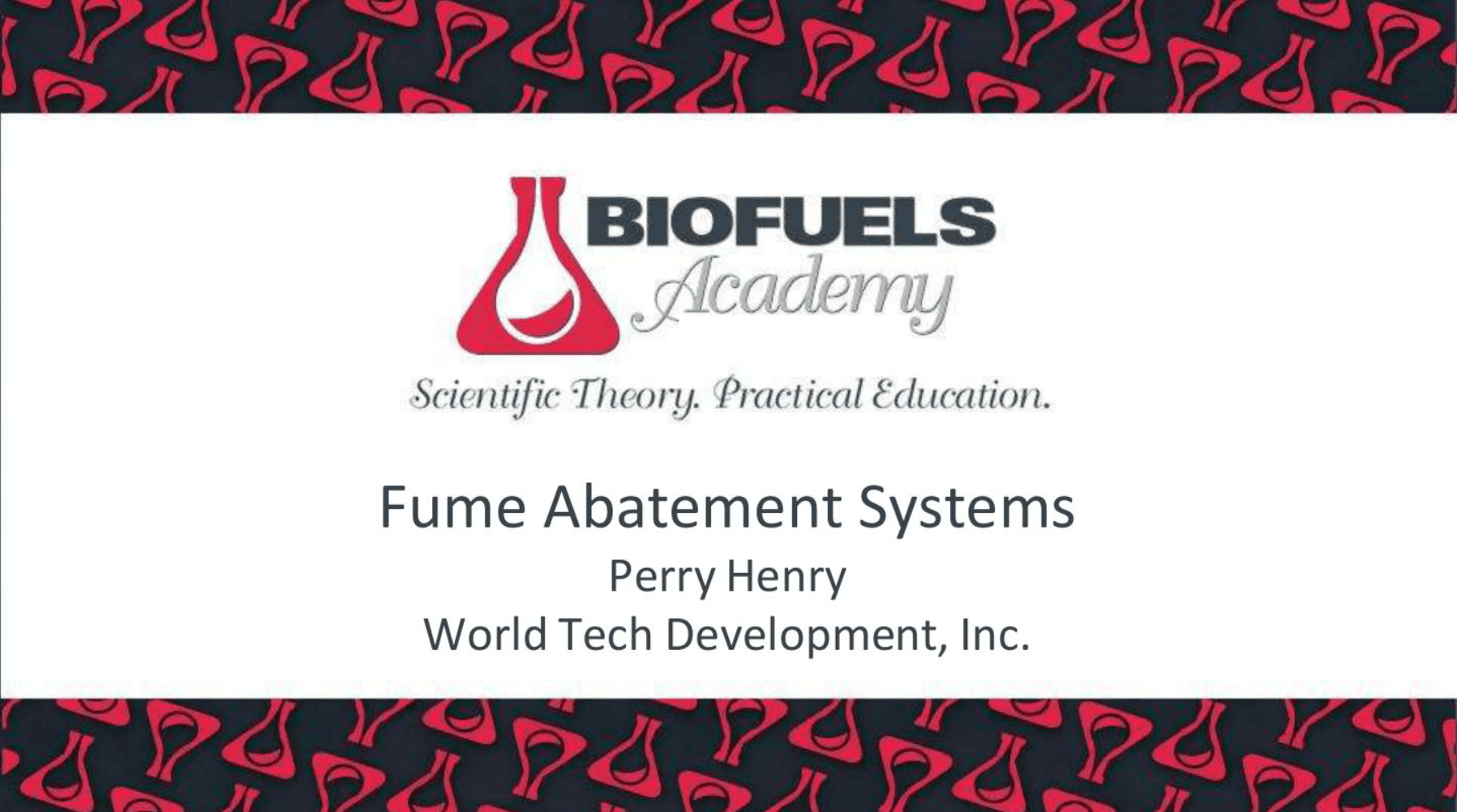Biofuels Academy fume abatement systems training cover slide